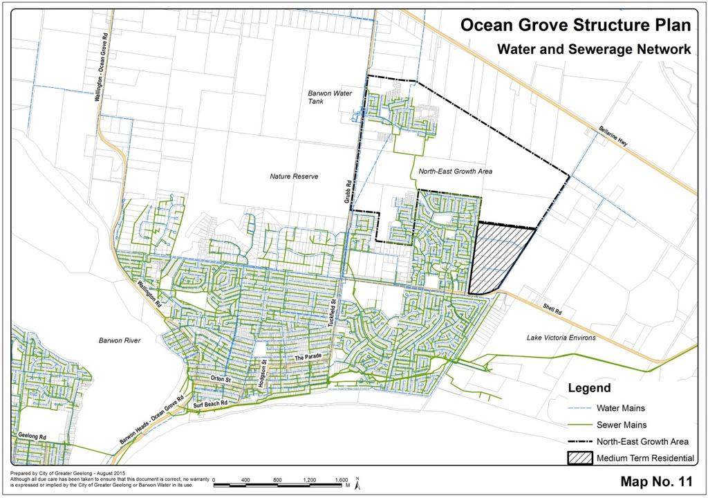 As a result of these works and planned works, the Ocean Grove sewerage system has capacity to accept growth in accordance with the 2020 settlement boundary identified in the 2007 Structure Plan.