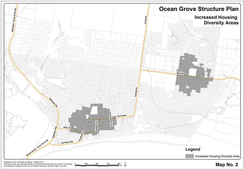 Map 2 Ocean Grove Town Centre and Ocean Grove Marketplace Increased Housing Diversity Areas General infill development throughout the town, including within the IHDAs, will provide an incremental