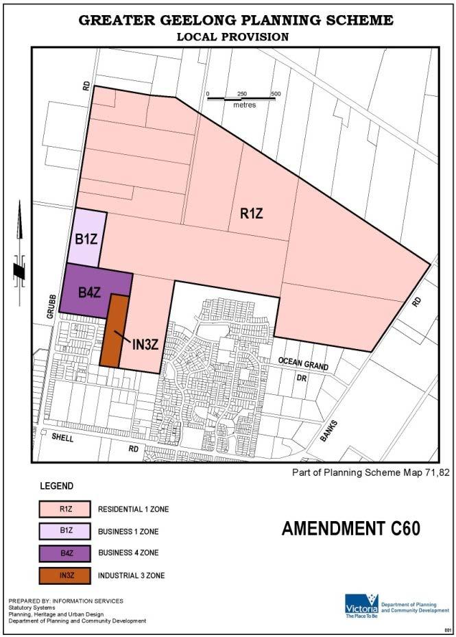 Industrial 3 Zone: approx 7ha Figure 7 Amendment C60- Zoning Map Amendment C129 C129 implemented the Ocean Grove Structure Plan 2007 into the Greater Geelong Planning Scheme.