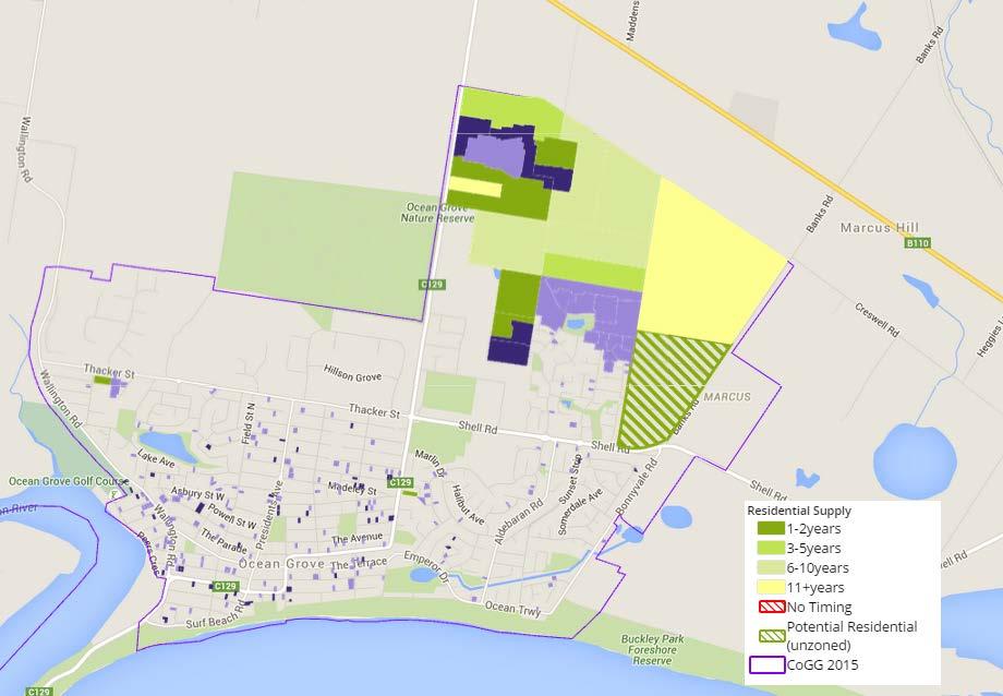 Figure 12 Residential Land Supply- Anticipated lot release- Ocean Grove Source: Spatial Economics- Land Supply and Monitoring Tool June 2015 The G21 Residential Land Supply Monitoring Project (June