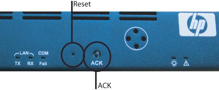 14 4.8 Buttons Fig. 4.8a - Reset and ACK buttons The front panel has two buttons. One small button for reset and a button for ACK (acknowledge alarms).