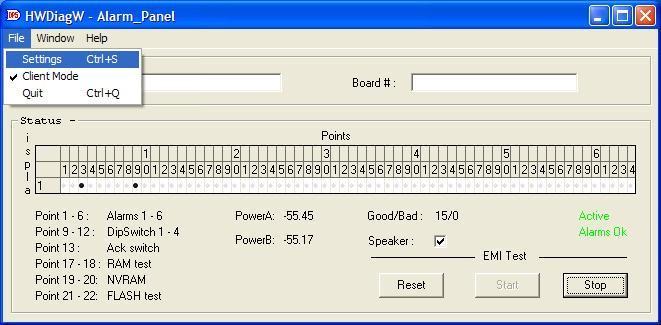 22 6.1.1 Windows Software Install HWDiagW on a Windows machine. This can be found in the Alarm Panel Resource disk. This will allow monitoring of EMI mode data from the Alarm Panel.