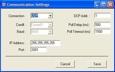 Set the program's communication settings for the Alarm Panel by clicking on File -> Settings. Fig. 6.1.1a - File menu Go down to the IP Address field and enter the IP address of the Alarm Panel.