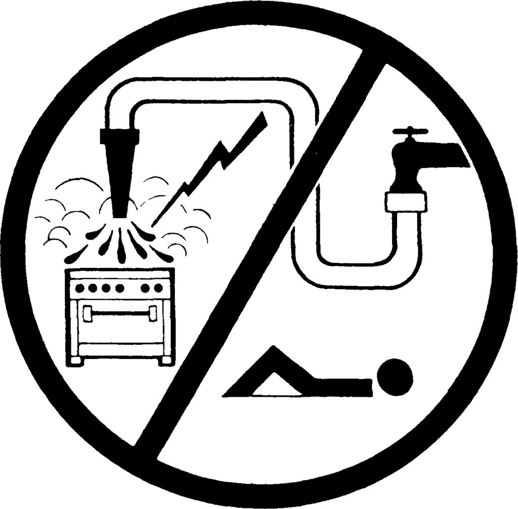 WARNING: DO NOT SPRAY LIQUIDS OR VAPORS ON OR NEAR EQUIPMENT UTILIZING ELECTRICITY CAUTION FROM THE TERMINATION OF THE APPLIANCE FLUE VENT TO THE FILTERS OF THE HOOD VENTING SYSTEM, AN 18 INCH