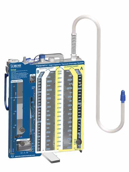Thorametrix TM Chest Drainage Systems Wet & Dry Drainage With its clear chambers for accurate fluid loss assessment, easy-to-use handle bed hangers, floor stands and pre-connected drainage tubing,