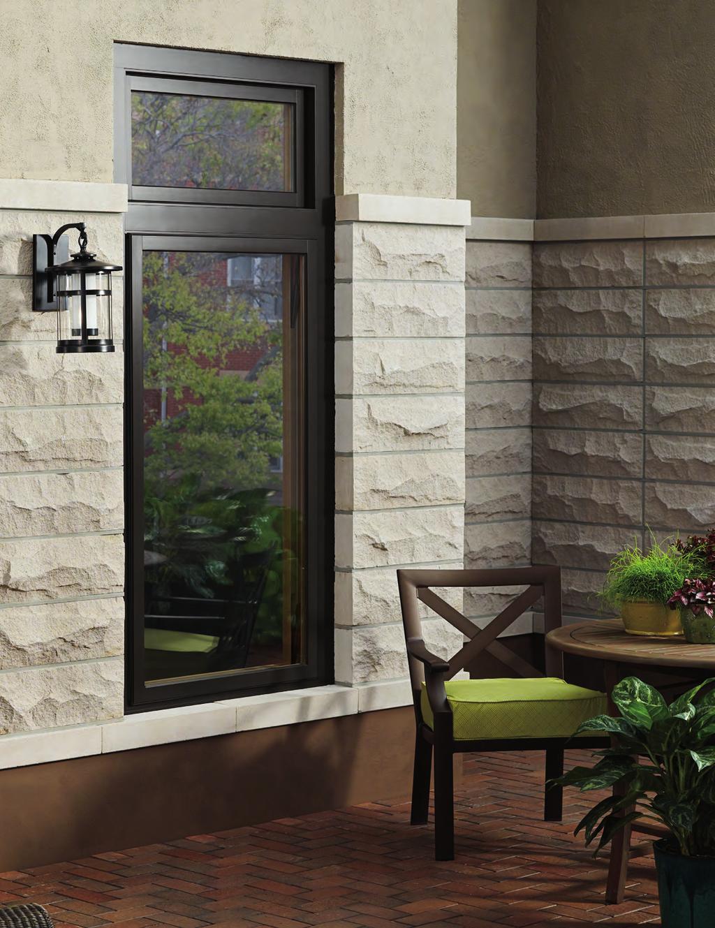 26 DESIGN TIP: By venting instead of cranking, this window maximizes outdoor space for an even greater entertaining area. Featured product detail: Exterior clad in Bronze.