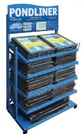 Our range of heavy duty shelving units and informative POS banners will not only hold your stock of pre packed liner and underlay, but the user friendly information panel will allow customers to make