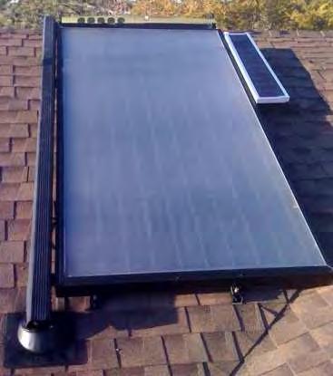 One approach is to extend the mounting rails of the solar thermal collector on one side and to attach the PV panels to those rails. Figure 5.