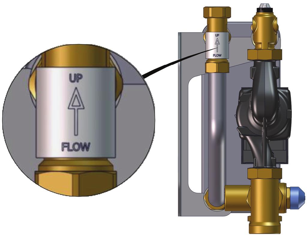 5.3.6 Assembling the fl ow switch 1. Place the fl ow switch in the correct installation position using a gasket (Fig. 10). Fig. 10: Flow switch installation position 2. Tighten the nuts (item A, Fig.
