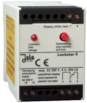 Technical data Leckstar 5 Alternative supply voltages AC 230 V (supplied if no other supply voltage is specified (AC versions: in the order) or terminals 15 and 16; AC 240 V or DC versions: AC 115 V