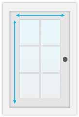 Measuring for Doors Page 8 French Doors 1. Start your measurement a minimum of 2 above the glass (3 recommended) and measure down 2 below the glass.