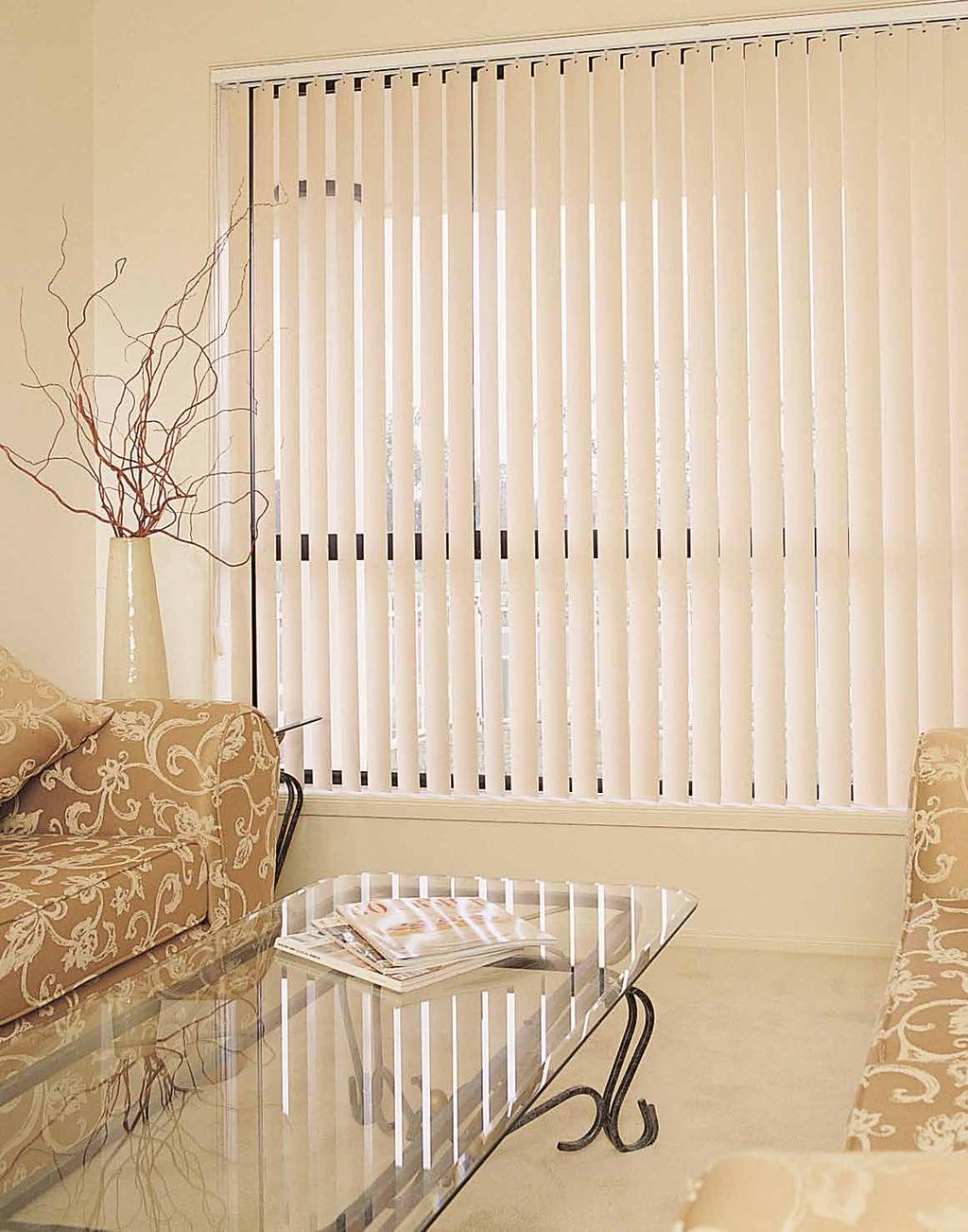 SHICANE VINYL All the advantages of a Vertical Blind with even more features. Available in an 89mm wide flat profile slat.
