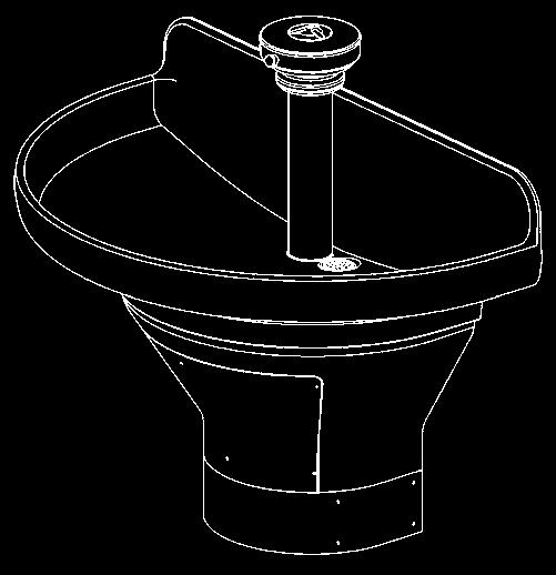 TDB3104 Terreon 54" Semi-Circular Deep Bowl Washfountain with TouchTime TDB3104 with TouchTime Control Available in standard height (shown here), juvenile height, and TAS height.