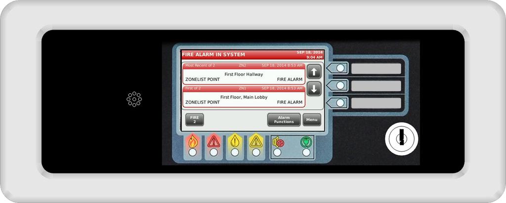 3" (109 mm) diagonal color touchscreen display: Provides the display features of the 4007ES fire alarm control panel at a remote location Convenient and intuitive user interface provides detailed