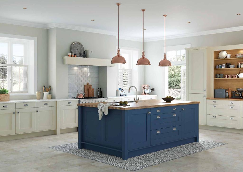 GEORGIANHOUSE Parisian Blue & Mussel The warm tones of the Parisian Blue finish are a bold, exciting choice for your kitchen.