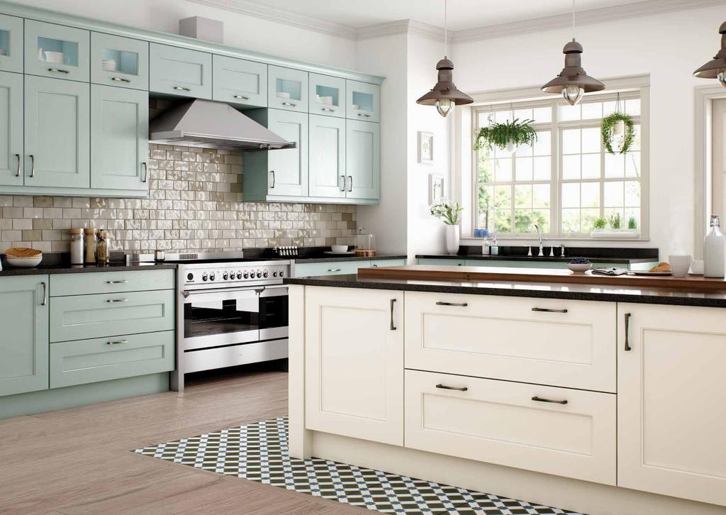 GEORGIANHOUSE Powder Blue & Ivory The Powder Blue and Ivory finishes can be paired for a soft, soothing feel in your kitchen.