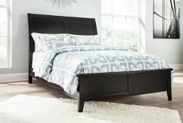 colored stain finish Designed with modern dimensional overlay fronts Drawers are paper wrapped for a smooth interior surface and have metal center guides Beds available: King Bed