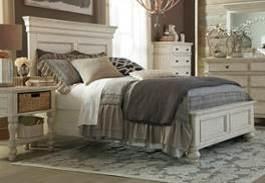 interiors Beds available: King Panel Bed (56/58/97) B712 Marsilona (Ashley Millennium HS Exclusive) Vintage farmhouse styling in an antique white finish Acacia veneers and hardwood solids