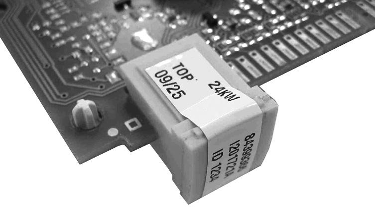 Take the new Primary PCB and attach the appropriate Boiler Chip Card (BCC) to it (this should correspond to the output of the boiler: 24kW, 0kW or 5kW). Note.