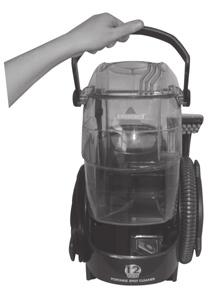 Operations Cleaning with your spot cleaner 1. Plug unit in and turn on by pressing power button. 2. Hold cleaning tool approximately 2.5cm above soiled surface.