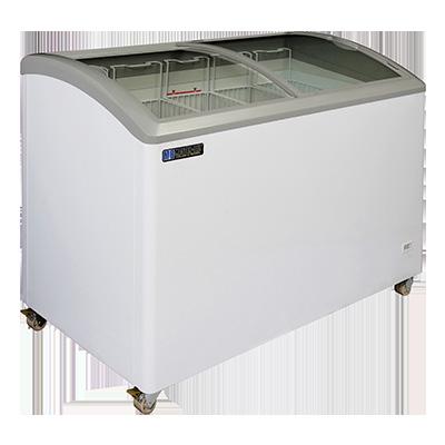 Roll Top Freezers Curved or flat lid displays available White zinc-coated baked-on enamel steel