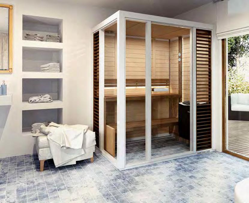 SAUNA Sauna room Impression A real revolution in home spas Sauna room Impression 22 Tylö s new IMPRESSION sauna range takes up a minimal amount of space, from as little as 1.3 m 2.