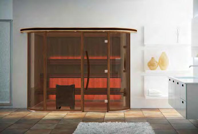 SAUNA Design room Vision Vision All of Tylö s Vision models have an attractive exterior with large glass surfaces and wall panels made of heat-treated aspen, topped by a projecting soffit with