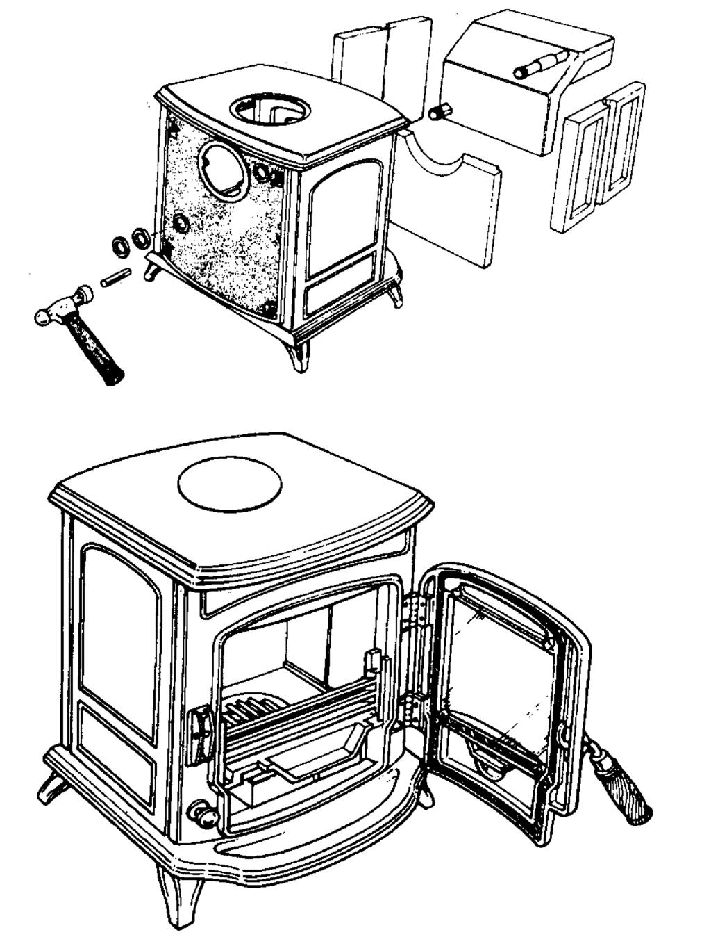 Fig.9 8 8 8 8. Insert boiler through the fire door. 9. Screw the two 28mm (1 ) flange nuts over the boiler connections. (Do not over tighten flange nuts). 10. Replace side bricks. 11.