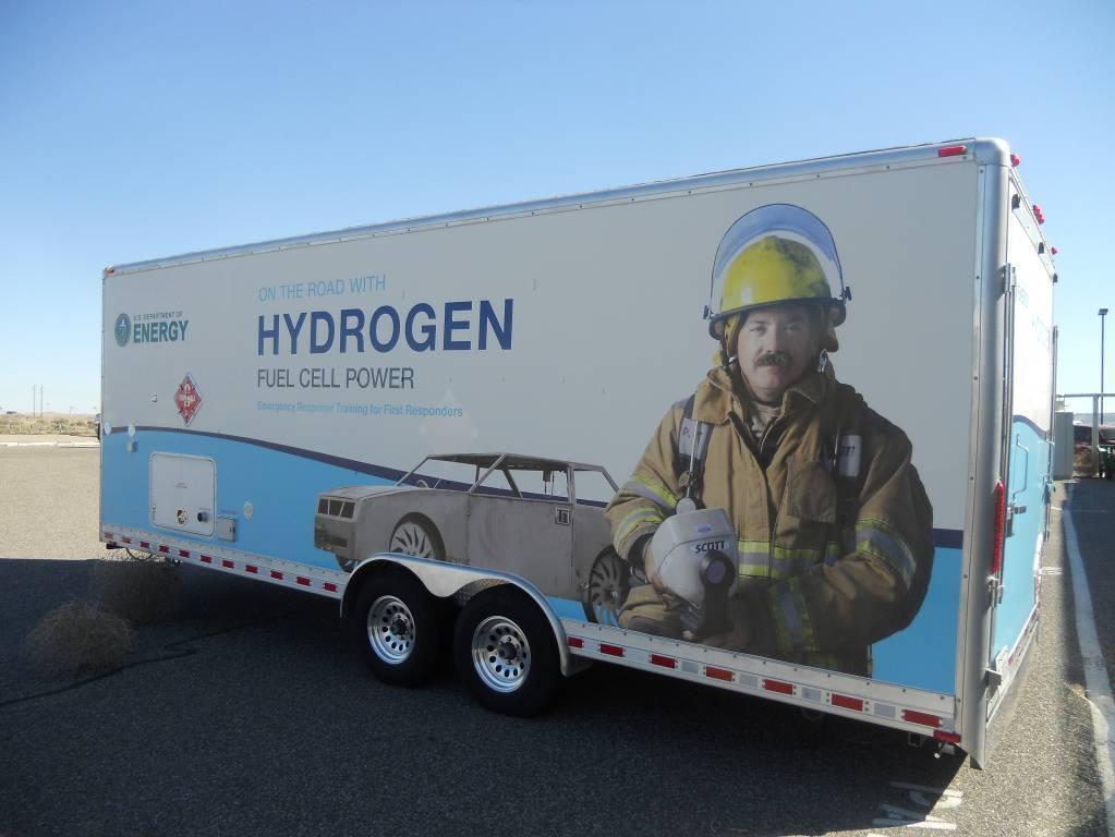 Figure 4. The burn prop is transported to training facilities in this trailer that also contains hydrogen, compressed air, and propane used in the live-fire training exercises.