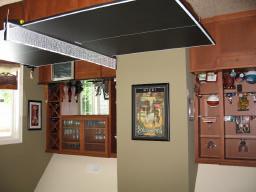 Billiard Room Vaulted Ceiling Wet Bar with