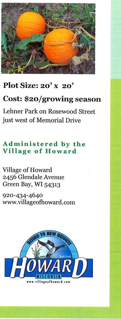 Plots must be reserved and paid in person at Village Hall, 2456 Glendale Ave.