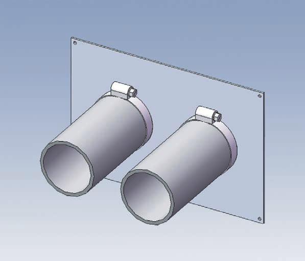 the support bands on the interior plate to support the piping. See Figure 2 and Figure 3. 6. Mount the exterior back plate over the protruding vent and air intake piping.