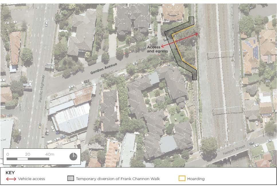 1.3 Gordon Avenue temporary construction access A temporary ramp structure is now required for construction of the northern surface track works to allow for vehicular access from Gordon Avenue to the