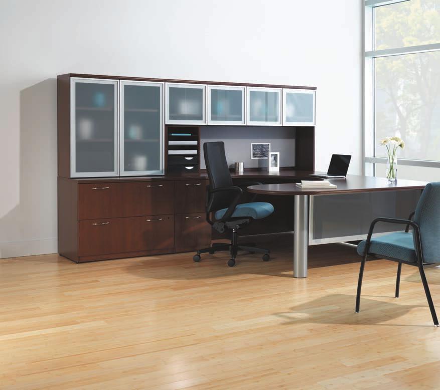Park Avenue laminate desks bring distinctive design, personalized amenities, and modular flexibility to the executive office.