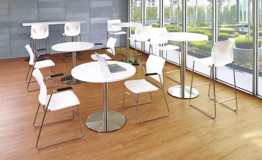 Performance Classic round and square café tables offer flexibility and function to any group space.