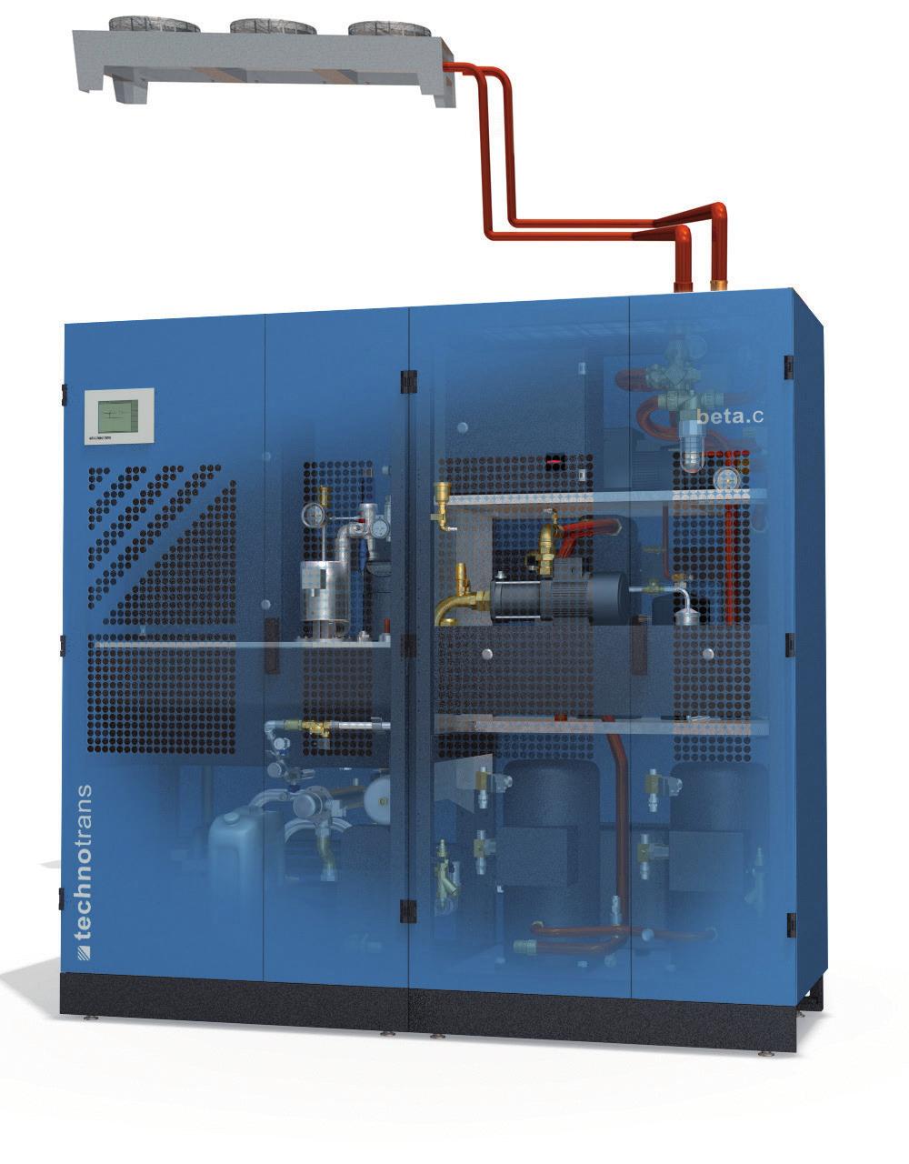 with air-cooled units, exhaust heat can be transported from the printing room via exhaust ducting (a support fan may be required) Water- or glycol-cooled unit (illustrated) with an external heat