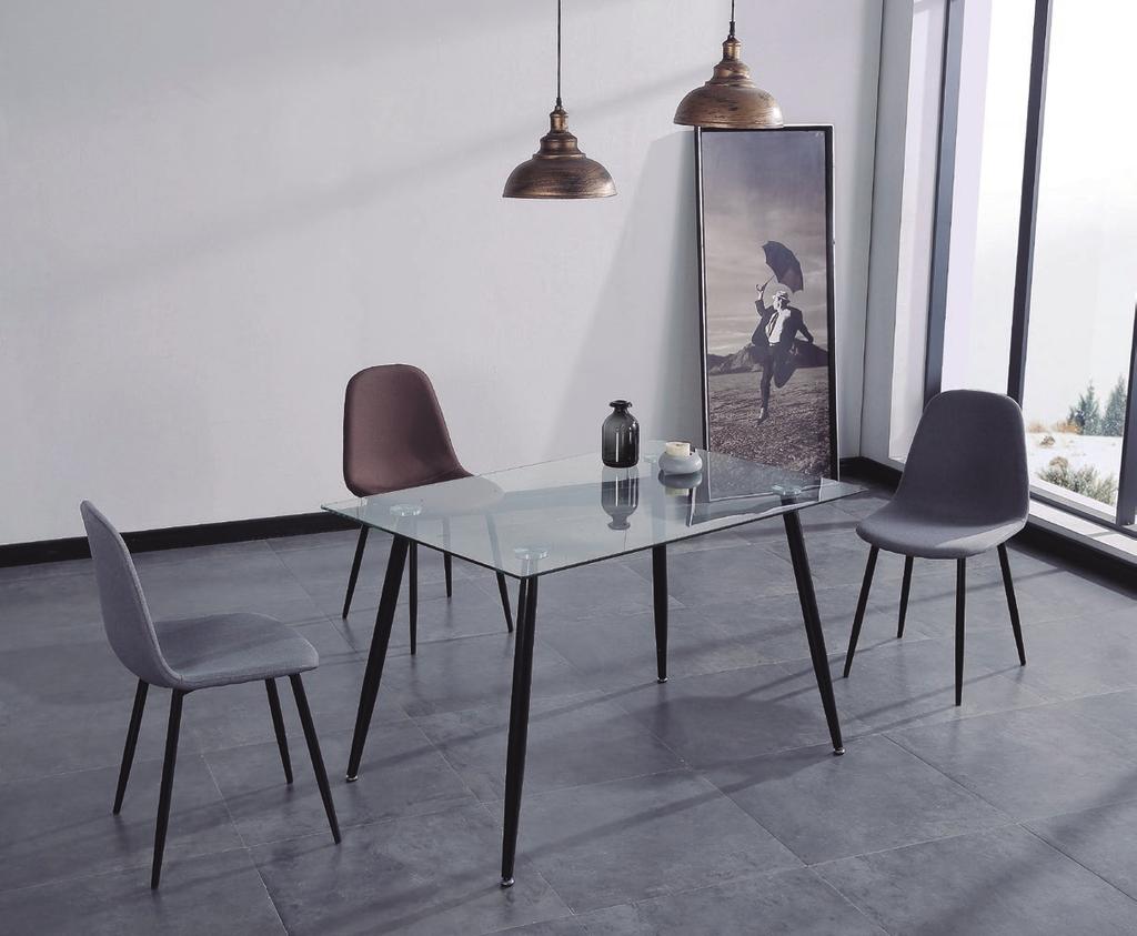Suecia / Mesa comedor cristal transparente y negro / Crystal dining table and black legs /