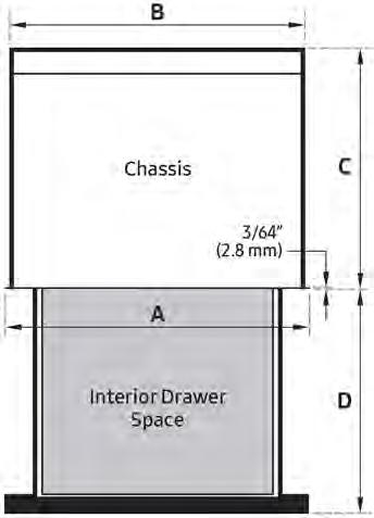 Installation requirements Warming drawer dimensions Overall dimensions (top view) Chassis