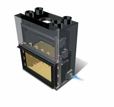 Technology STANDARD: OPTIMUM COMBUSTION Combustion System heating principles Flue outlet Incoming air to the fire chamber is preheated.