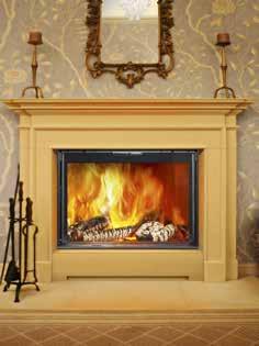 A hand crafted stone surround provides the look and feel of a traditional English fireplace, but with a highly efficient and controllable