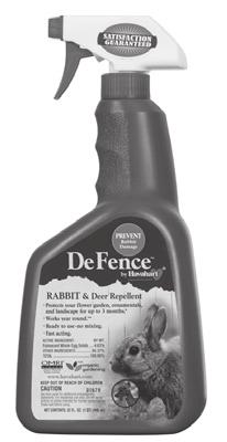 Deer Off uses a Dual Deterrent System that repels deer, rabbits, and squirrels by odor and taste.