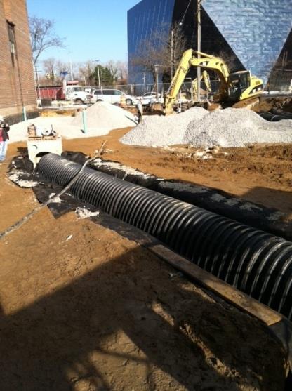 STORMWATER CONTROL MEASURES Installation of underground detention system within permeable parking lot at the Courtyard by Marriott hotel in Cleveland, Ohio.