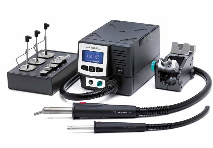 Hot Air stations 230V When using hot air, JBC s Exclusive System works with jointly extractors/protectors for fast desoldering and protecting the surrounding components by concentrating heat on the