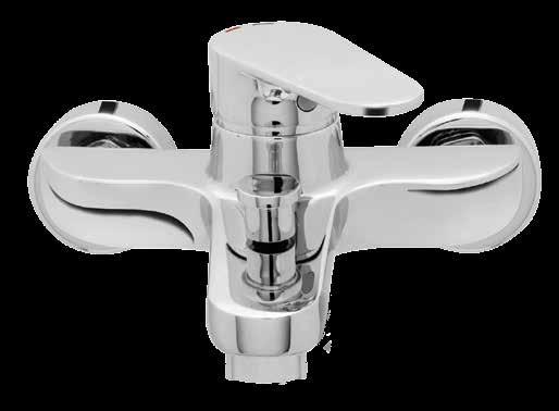 Infinity i30 Bath/shower mixer Single top lever control mixer with pull-up diverter mechanism on the spout, and bottom outlet hose connection.