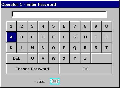 5 Setup 5.3 Password Entry Enter Password 1. Select the required character using the,,, and keys. 2. Add the selected character to the password string using the key. Note.