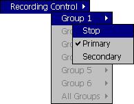 5Setup 5.4 Setup Menu Use this menu to stop and start recording or change the sample rate for the channels in the current Process Group.