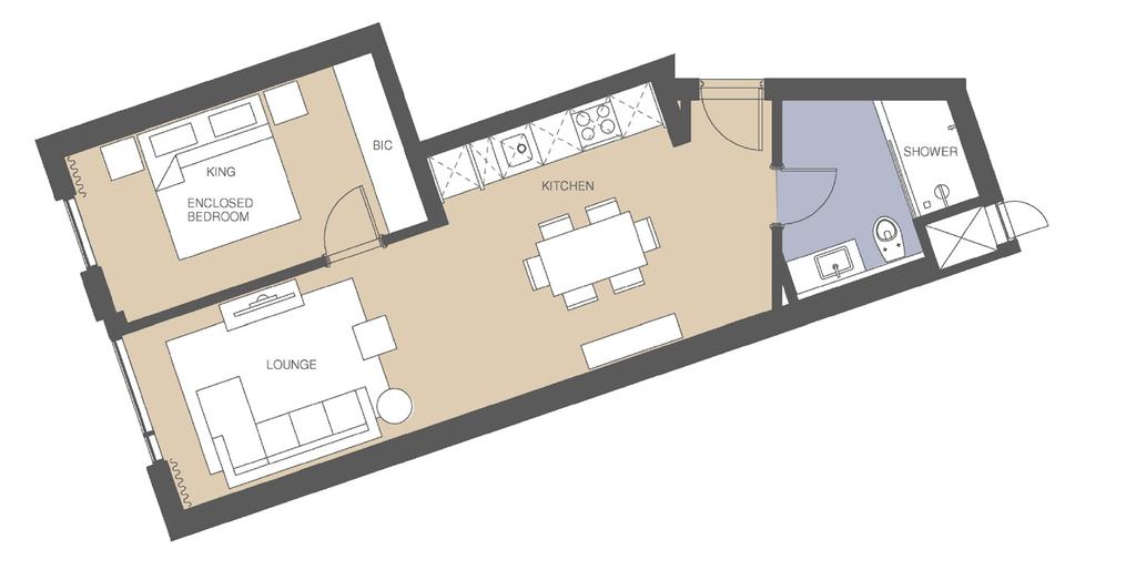 UNIT - TYPE A3 UNIT: 56m 2 TOTAL: 56m 2 is indicative and all loose furniture as well as appliances are excluded from