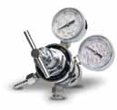 COA-005-F -Stage Gas Regulator for /N and N gas input regulators reduce pressure from the tank to the incubator. It has dual pressure gauges, barbed line connection and shut-off valve.
