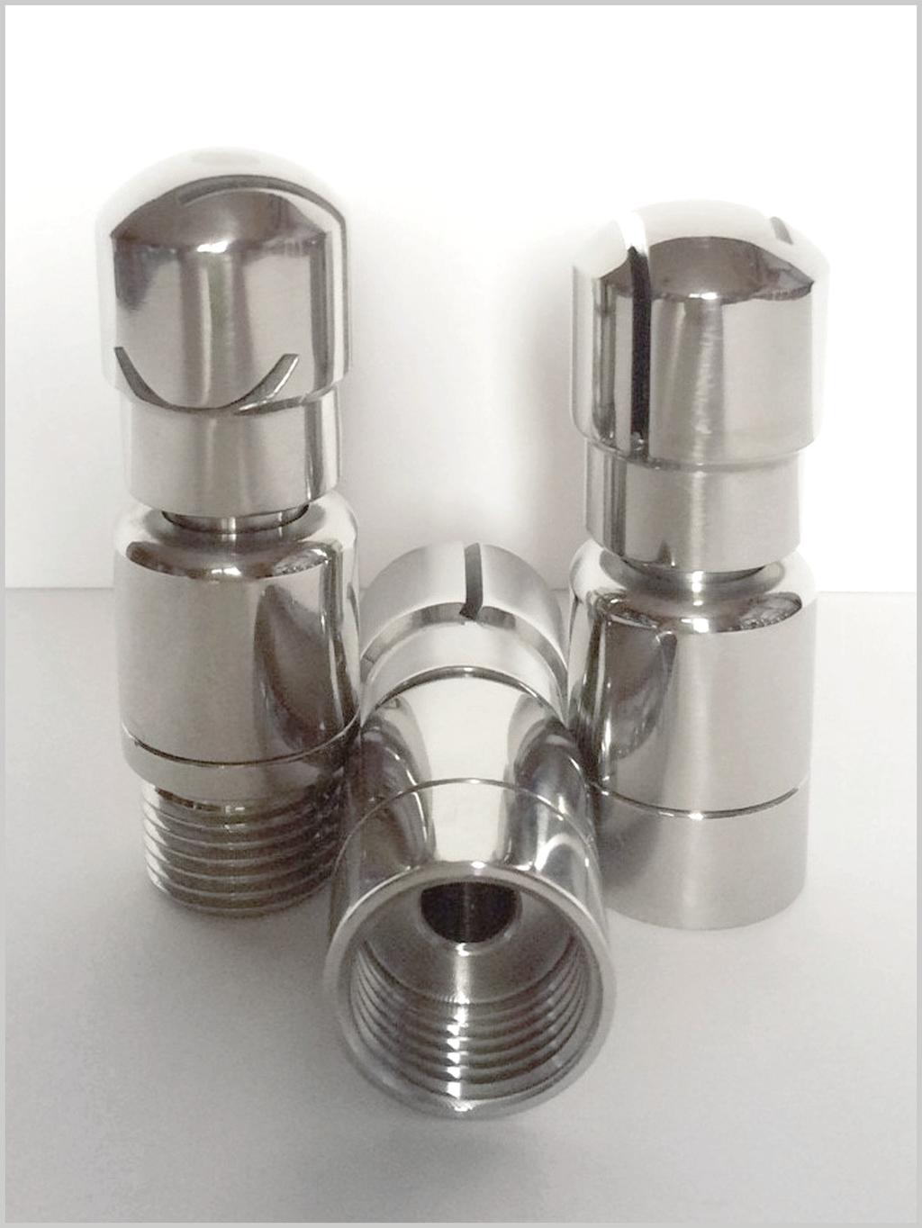 Rotary head series 24 Construction: The rotary spray heads are made of AISI316L stainless steel and are mounted onto two bearings.