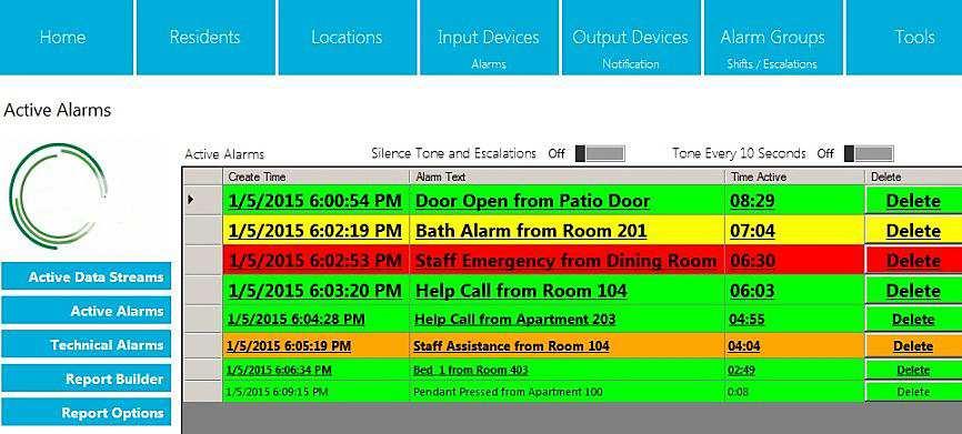Our software The power behind our wireless emergency call system Easy to interpret software Once an alarm is activated it instantly appears on the emergency call computer screen color coded depending